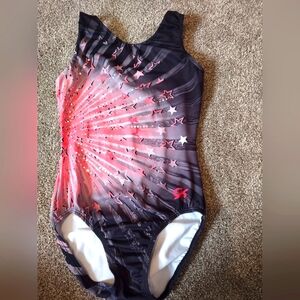 GK leotard AXS beautiful coral and black custom Gymnastics tank leotard